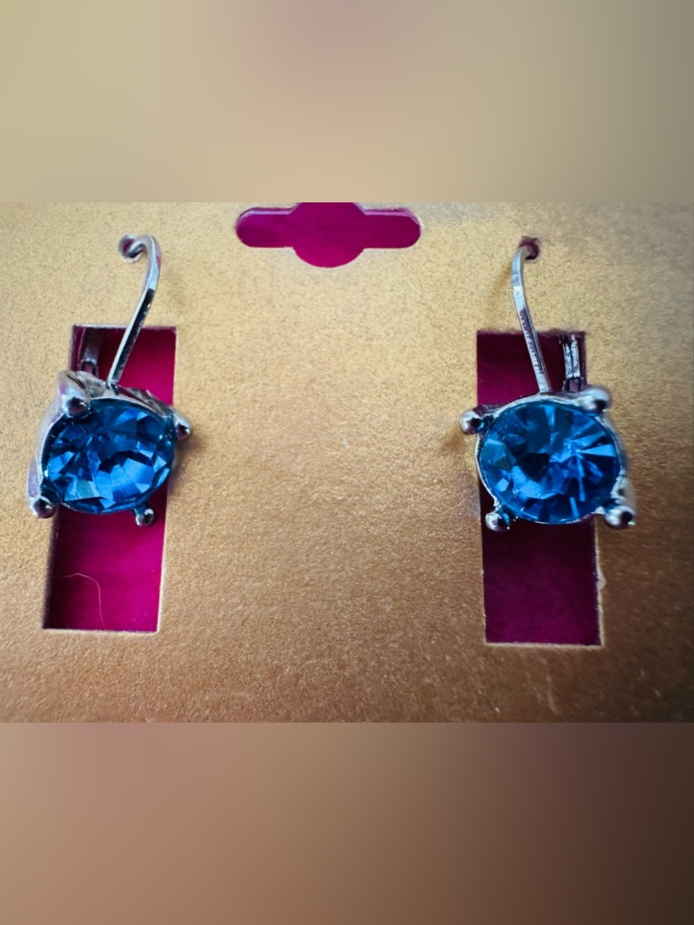 Monet Silver-Tone Blue Crystal Hook Earrings - Picture 3 of 4